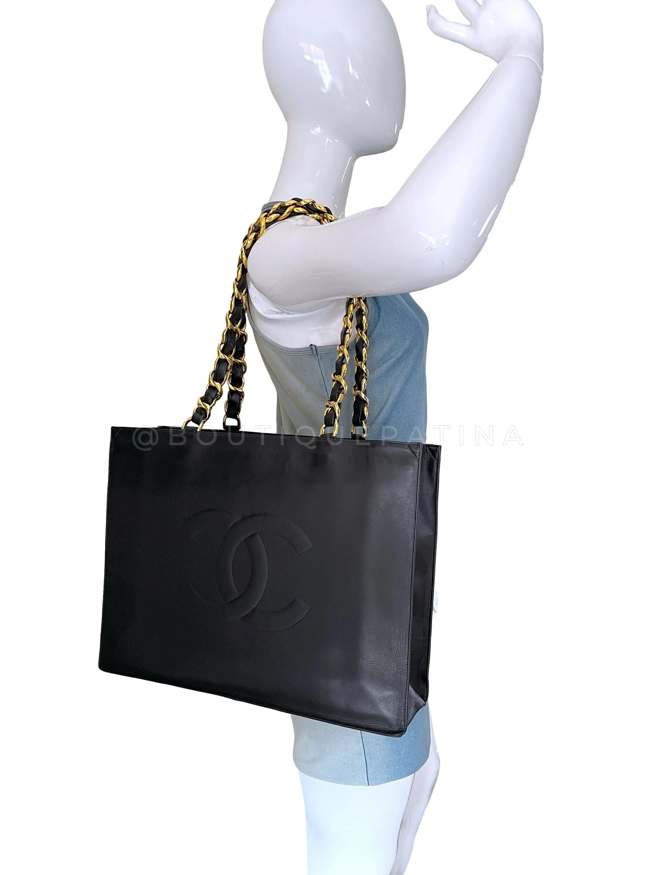 Chanel 1996 Vintage Chunky Chain Shopper Tote Bag 24k GHW