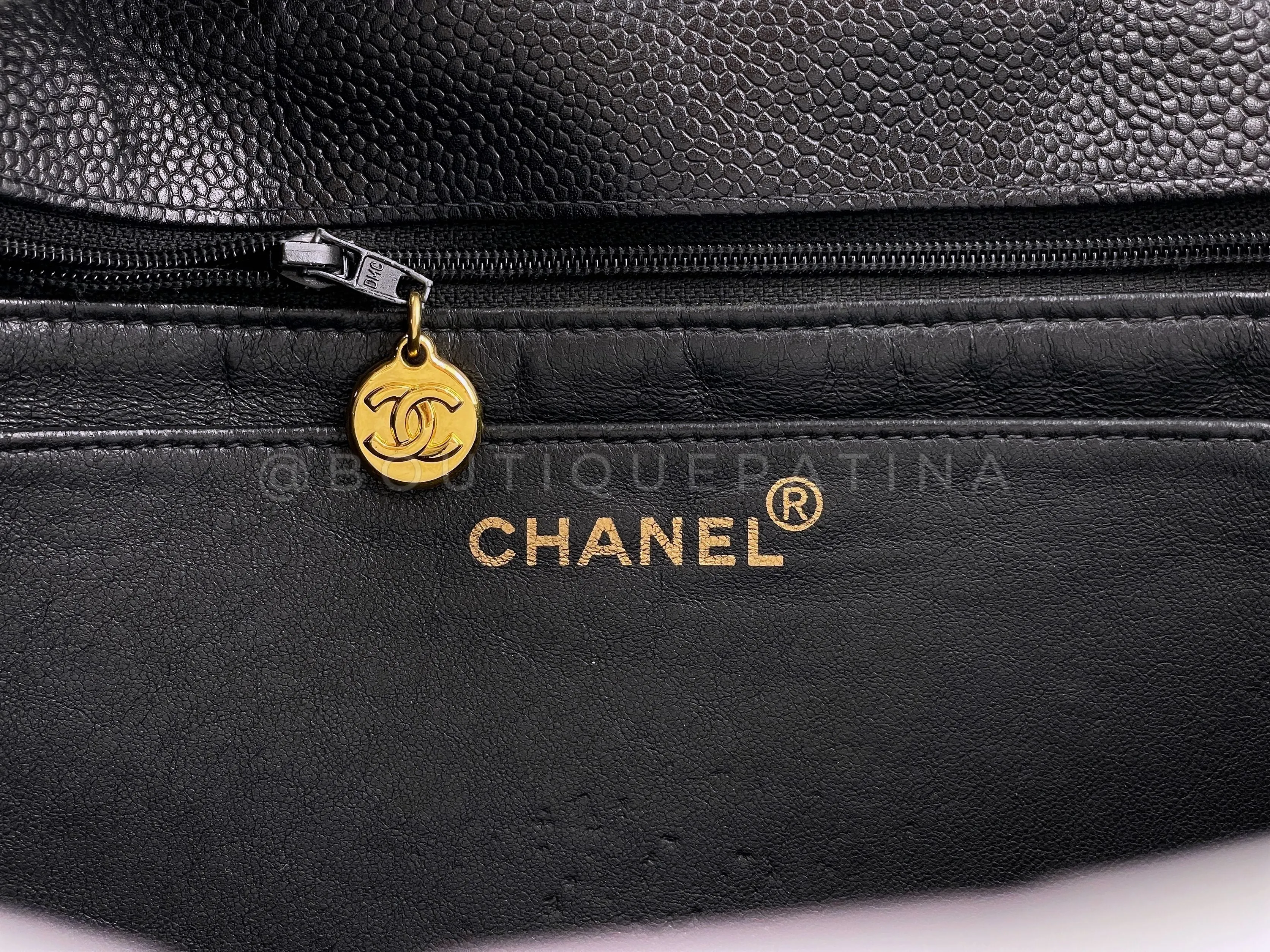 Chanel 1997 Vintage Black Caviar Jumbo Classic Flap Bag 24k GHW