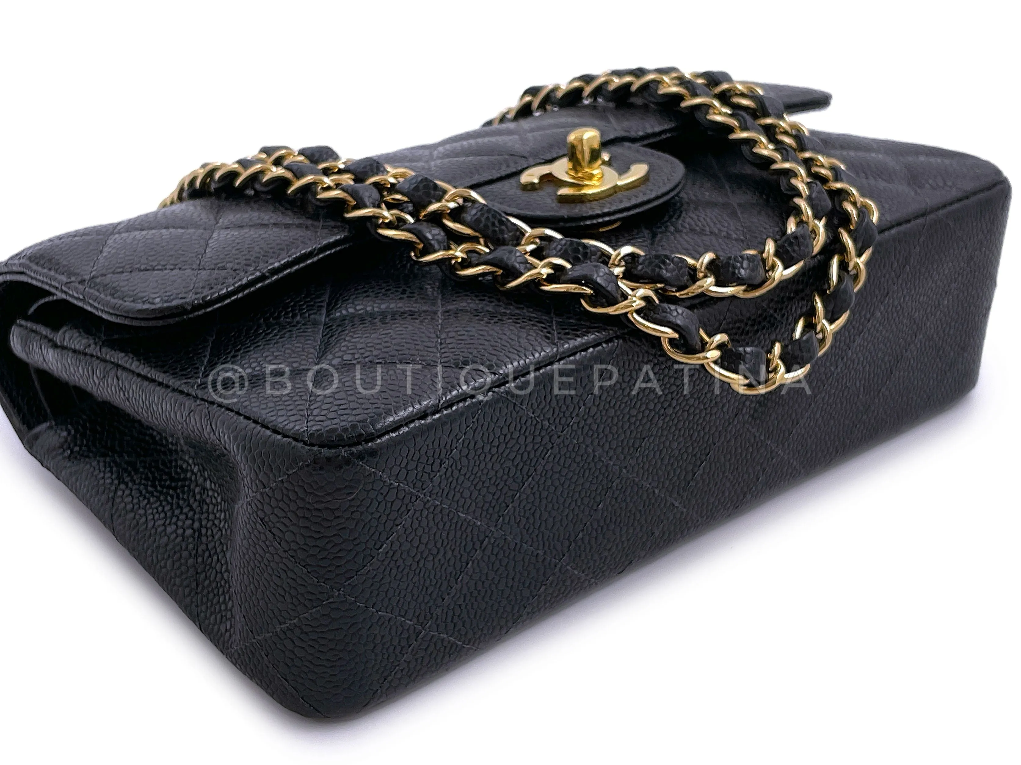 Chanel 2004 Vintage Black Caviar Small Classic Double Flap Bag 24k GHW