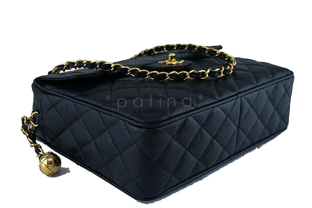 Chanel Black Caviar Classic Quilted Flap Camera Purse Bag