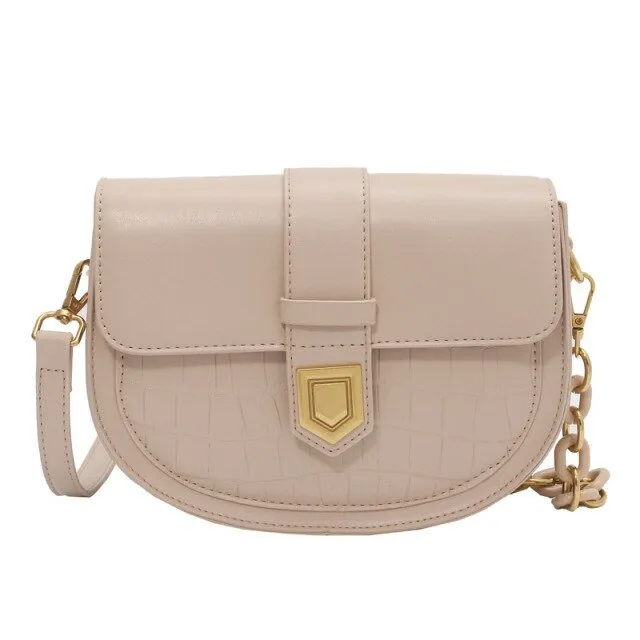 Chic CrocSaddle Retro Leather Crossbody Shoulder Bag