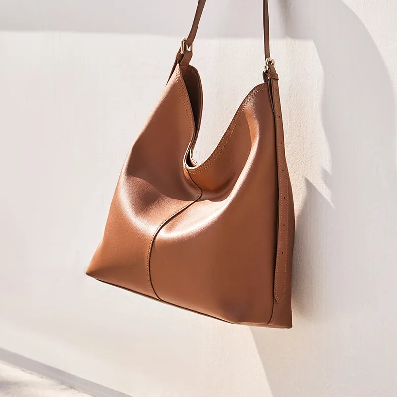 Chic Large Brown Leather Tote Bag