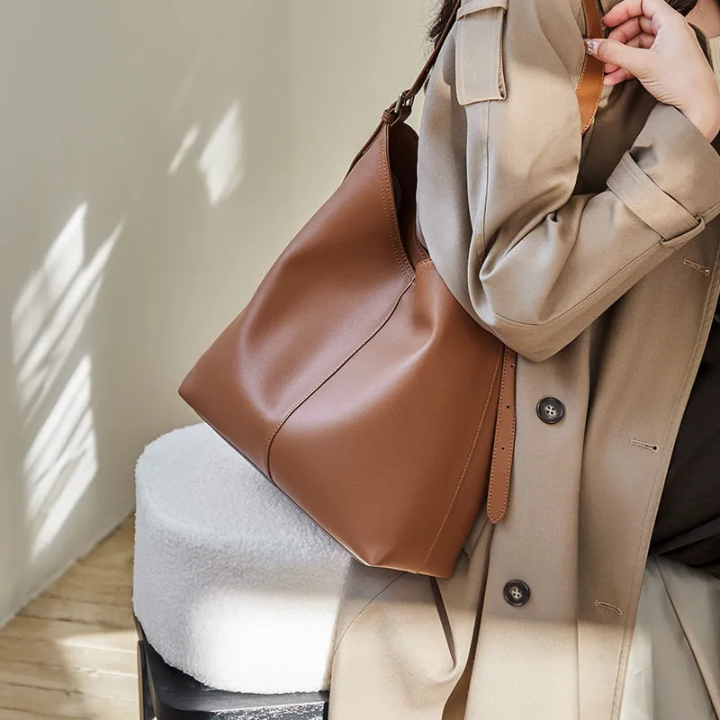 Chic Large Brown Leather Tote Bag