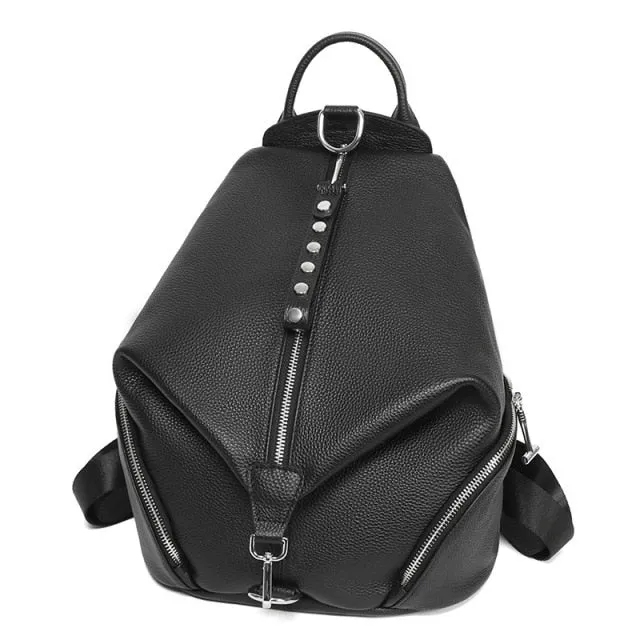 ChicLeather Zipper Travel Shoulder Bag Backpack