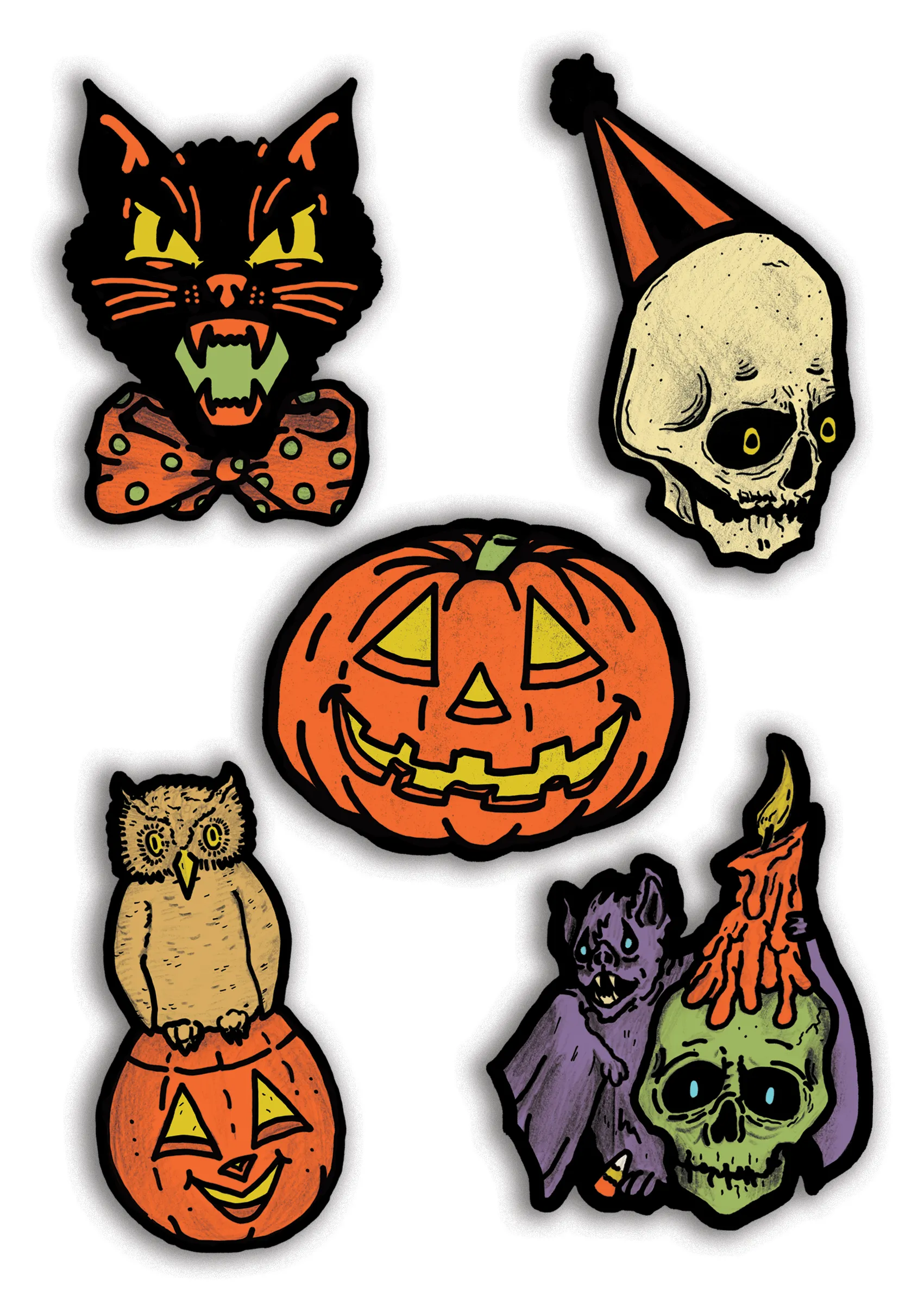 Classic Retro Inspired Halloween Icons Cutout Set of 5