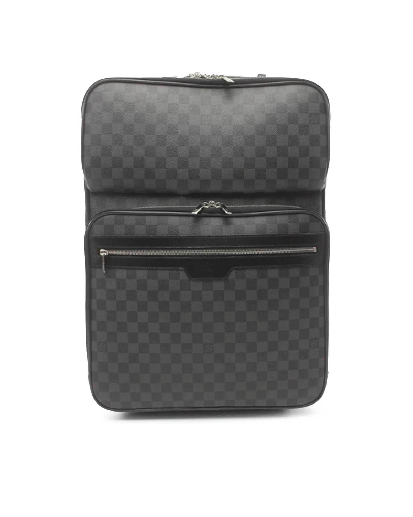 Damier Graphite Pegase Business 55 Luggage with Leather Trim and Multiple Compartments