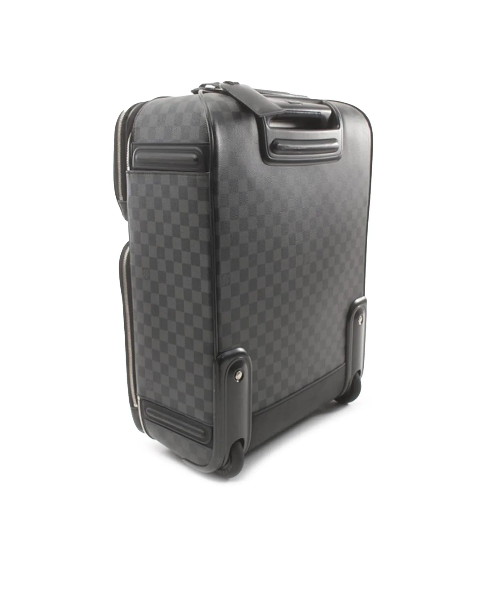 Damier Graphite Pegase Business 55 Luggage with Leather Trim and Multiple Compartments