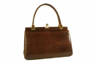 DORY chocolate brown lizard skin handbag