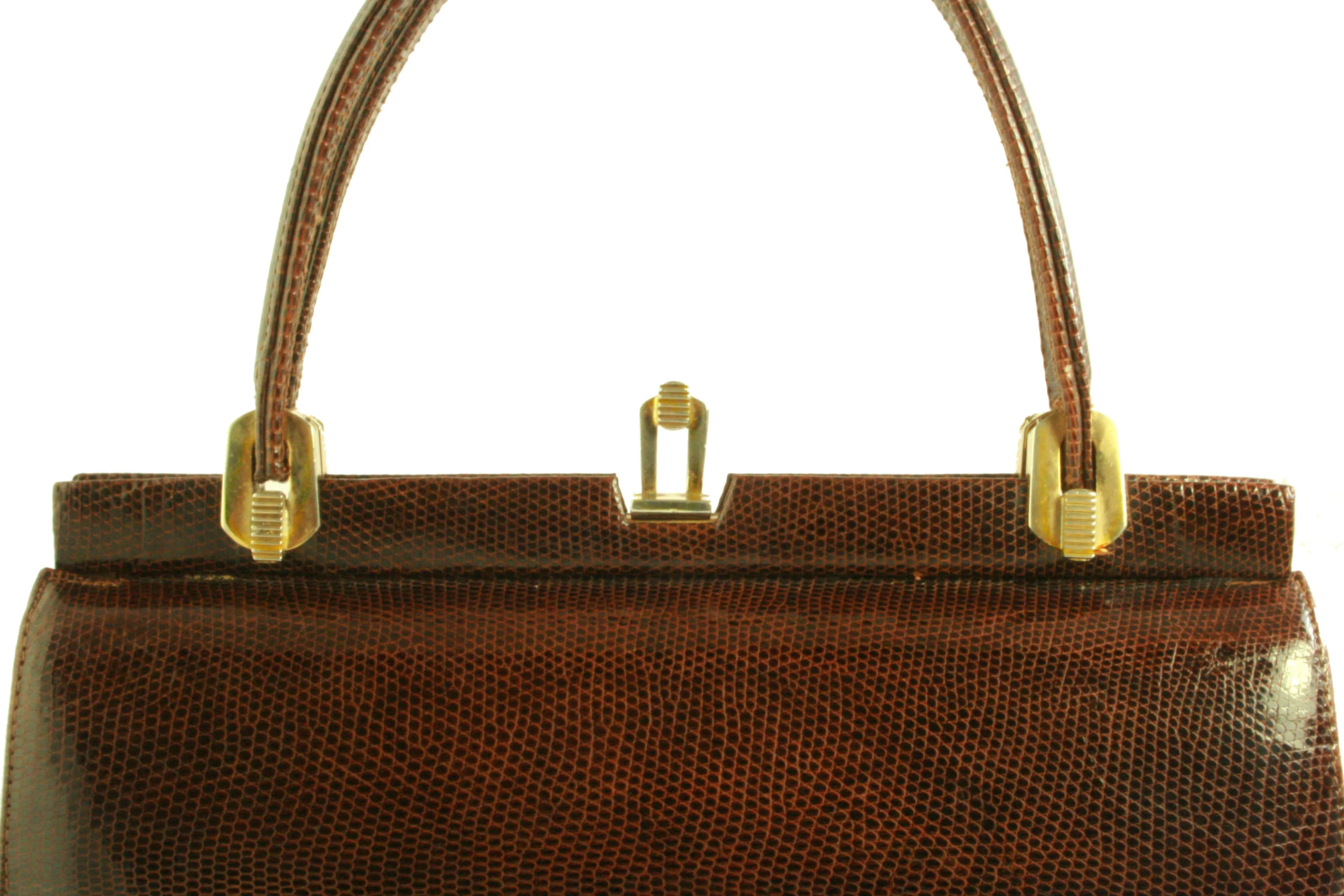 DORY chocolate brown lizard skin handbag