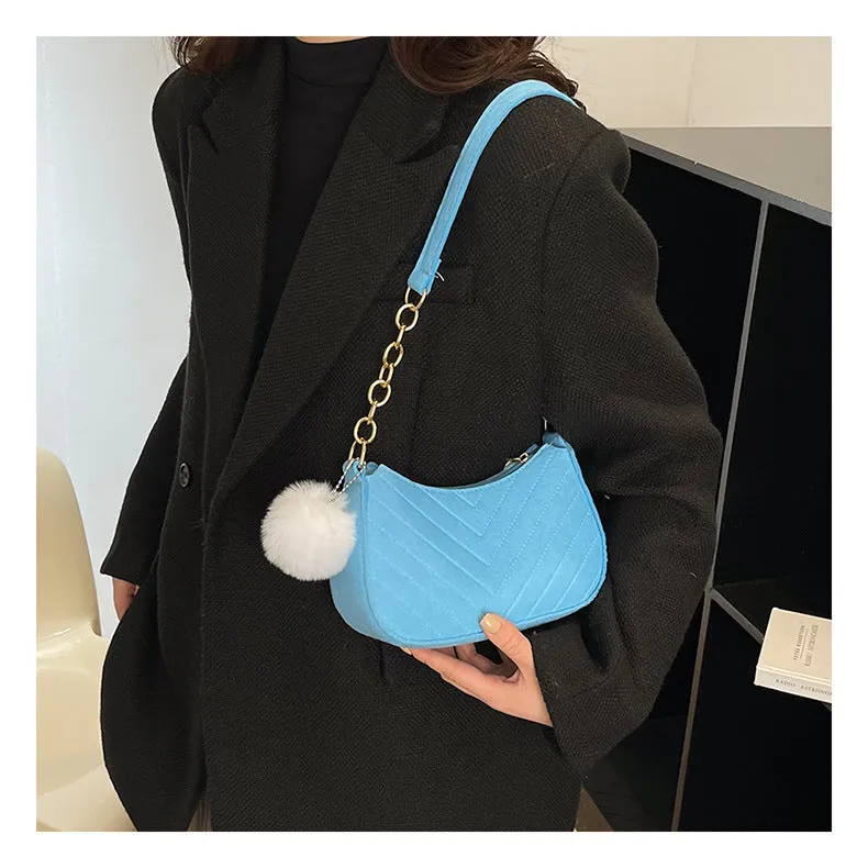 DUNNMALL Foreign Trade Fashion Casual Fur Ball Women's Bag 2022 Fresh and Retro Messenger Bag Graceful and Fashionable Shoulder Western Style Small Square Bag