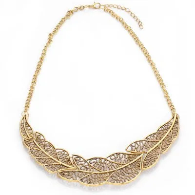 Fashionable Hollow Leaf Alloy Necklace for Ladies