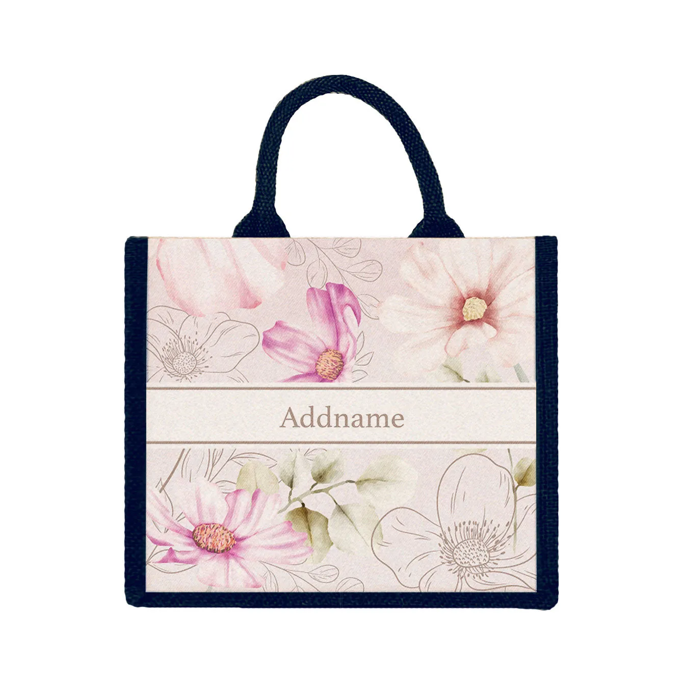 Floral Verse Flora Series Jute Tote Bag [FREE Custom Add Name]