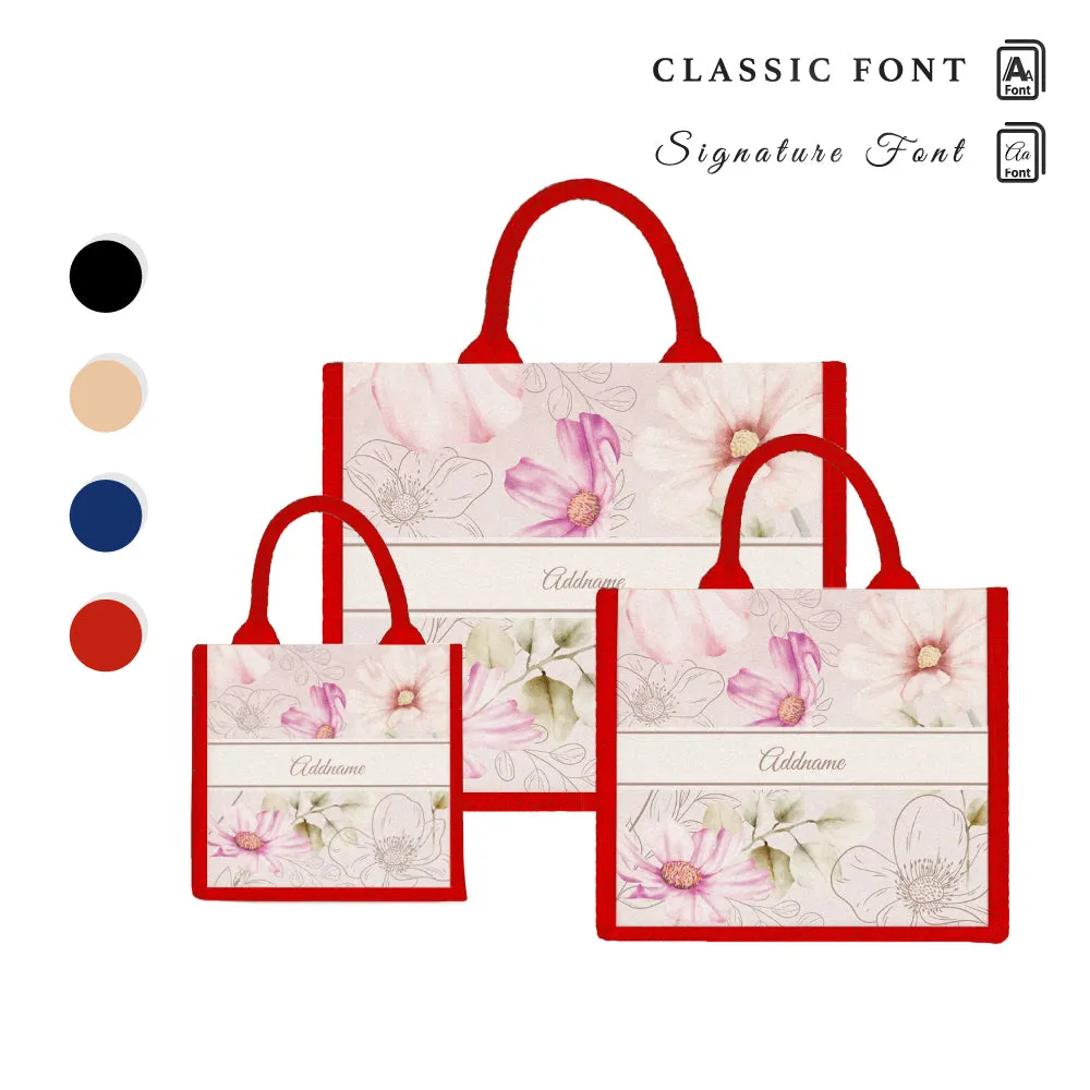 Floral Verse Flora Series Jute Tote Bag [FREE Custom Add Name]