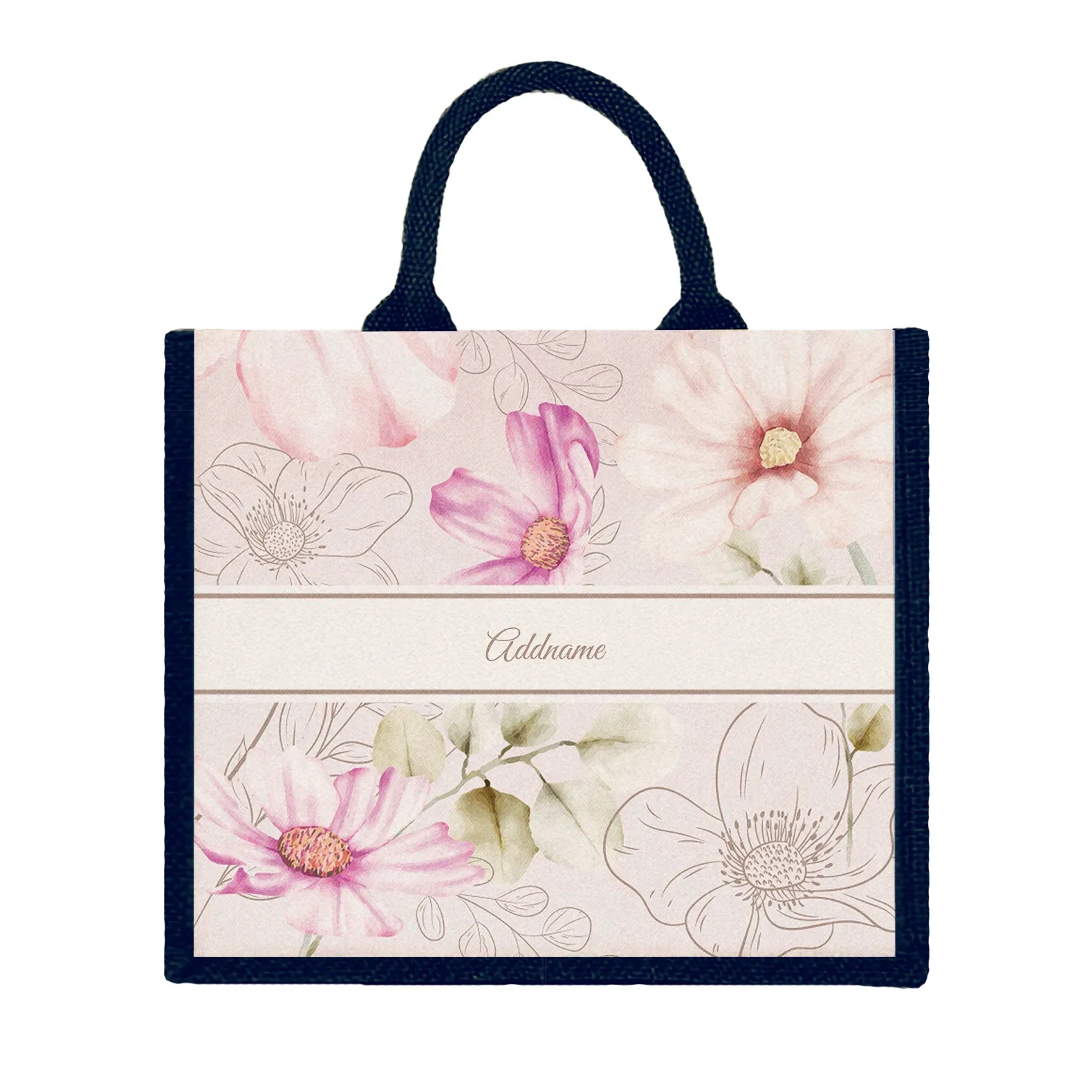 Floral Verse Flora Series Jute Tote Bag [FREE Custom Add Name]