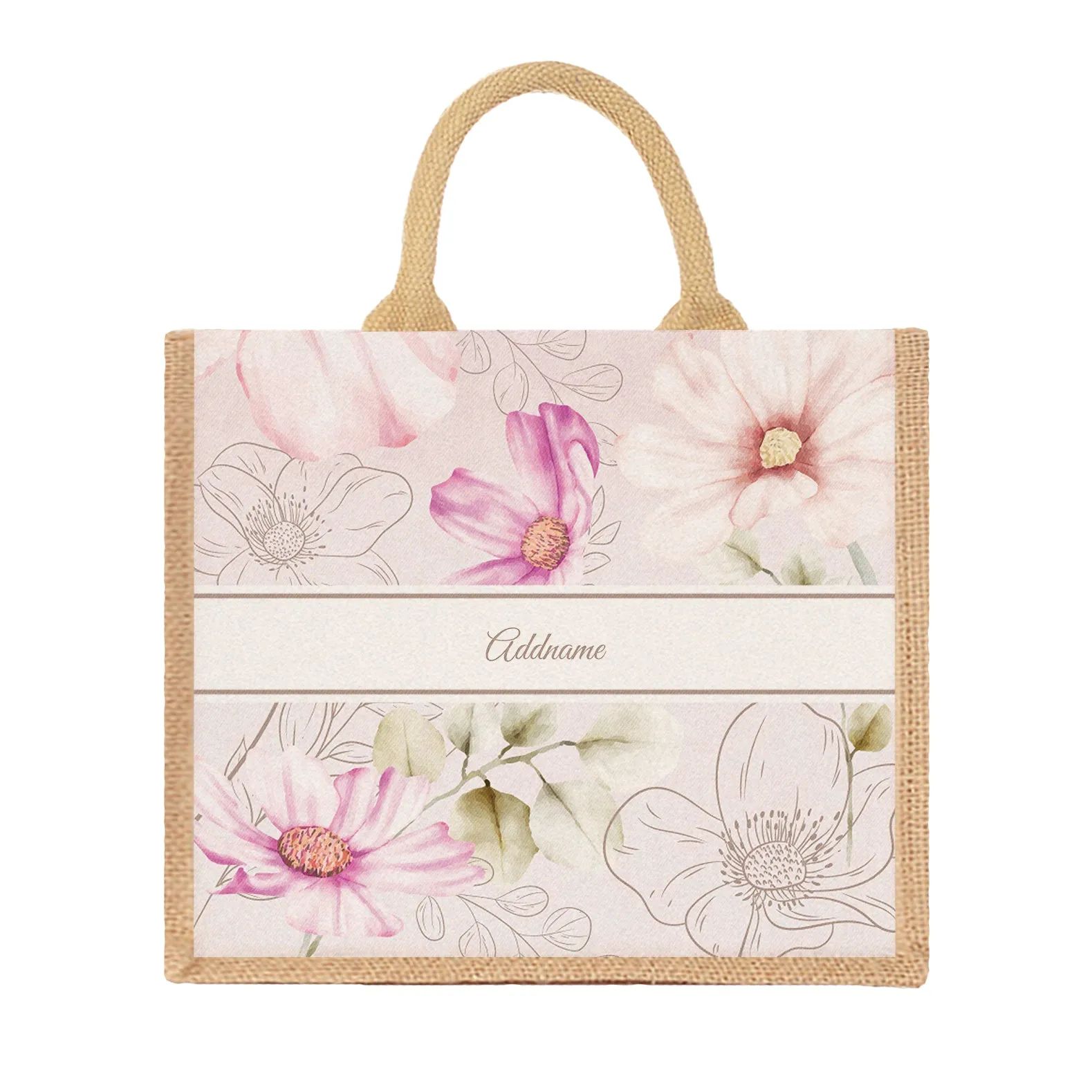 Floral Verse Flora Series Jute Tote Bag [FREE Custom Add Name]