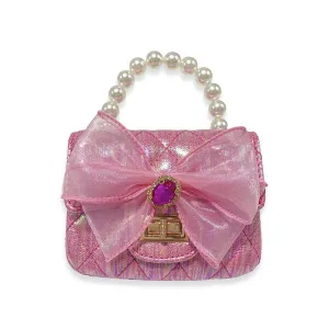 Fuchsia Bowtie Shiny Quilted Purse