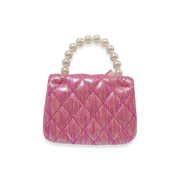 Fuchsia Bowtie Shiny Quilted Purse