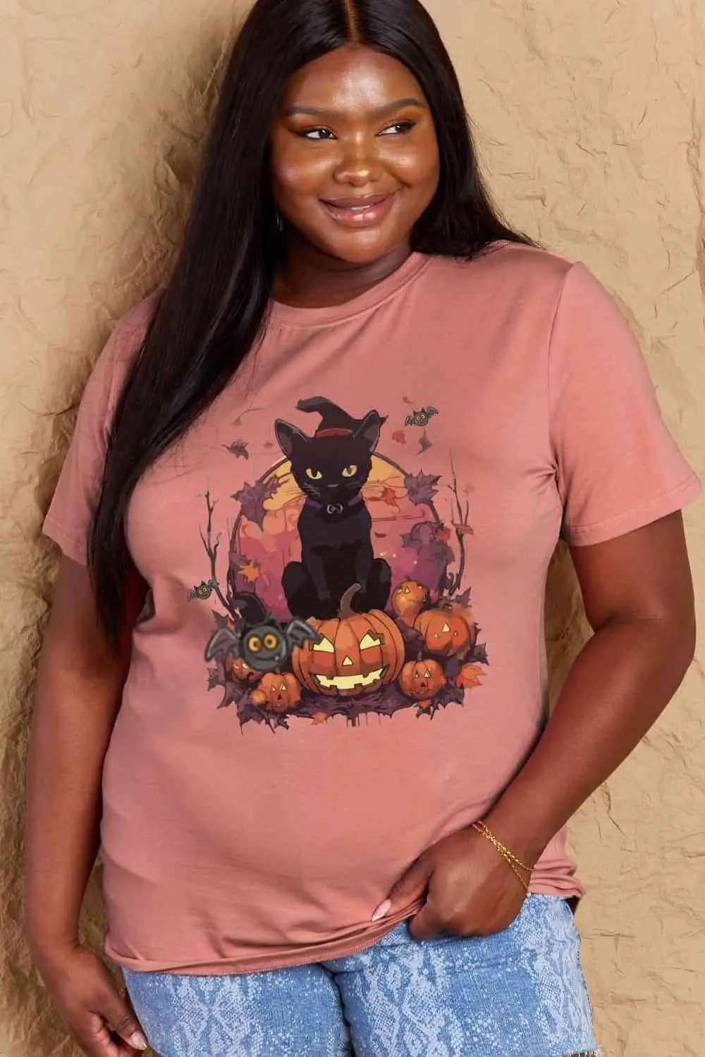 Full Size Halloween Theme Graphic T-Shirt