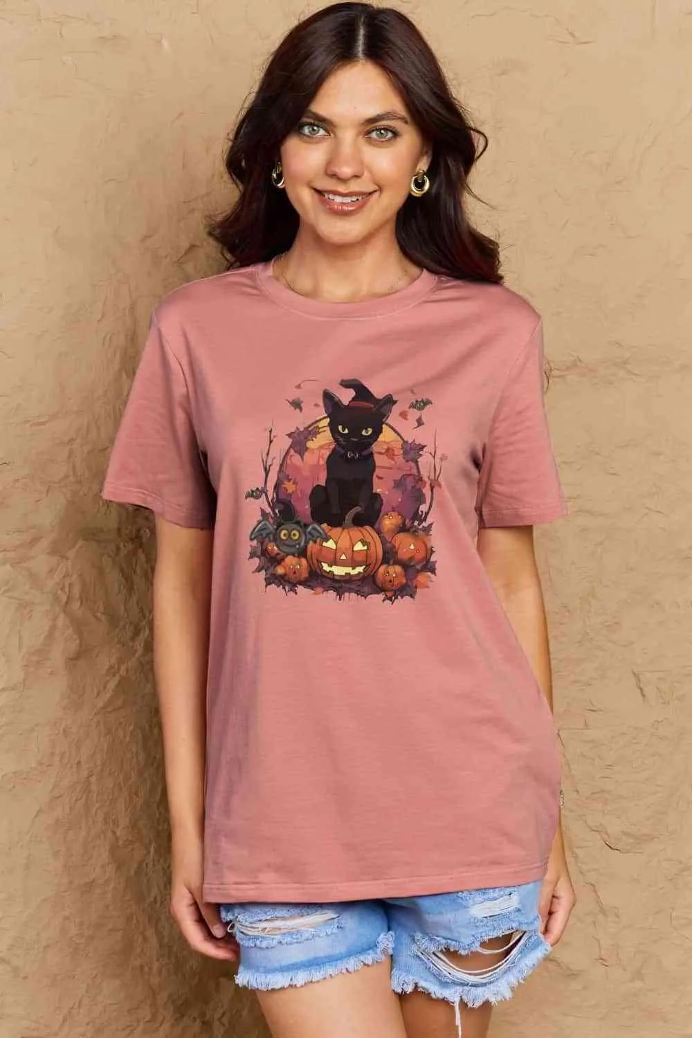 Full Size Halloween Theme Graphic T-Shirt