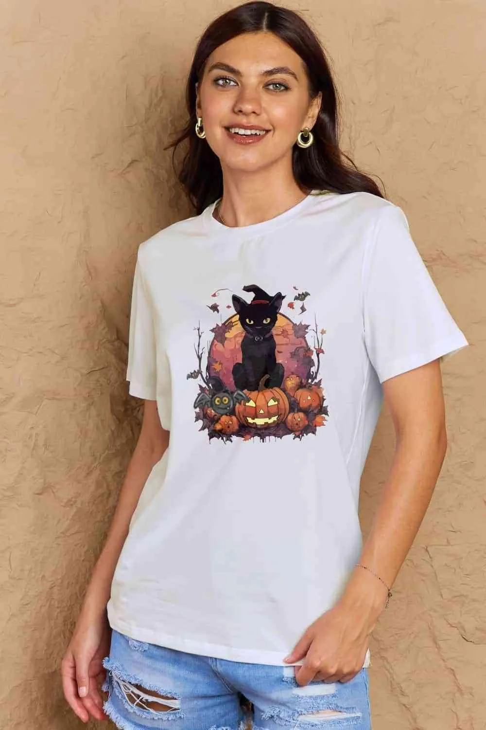 Full Size Halloween Theme Graphic T-Shirt