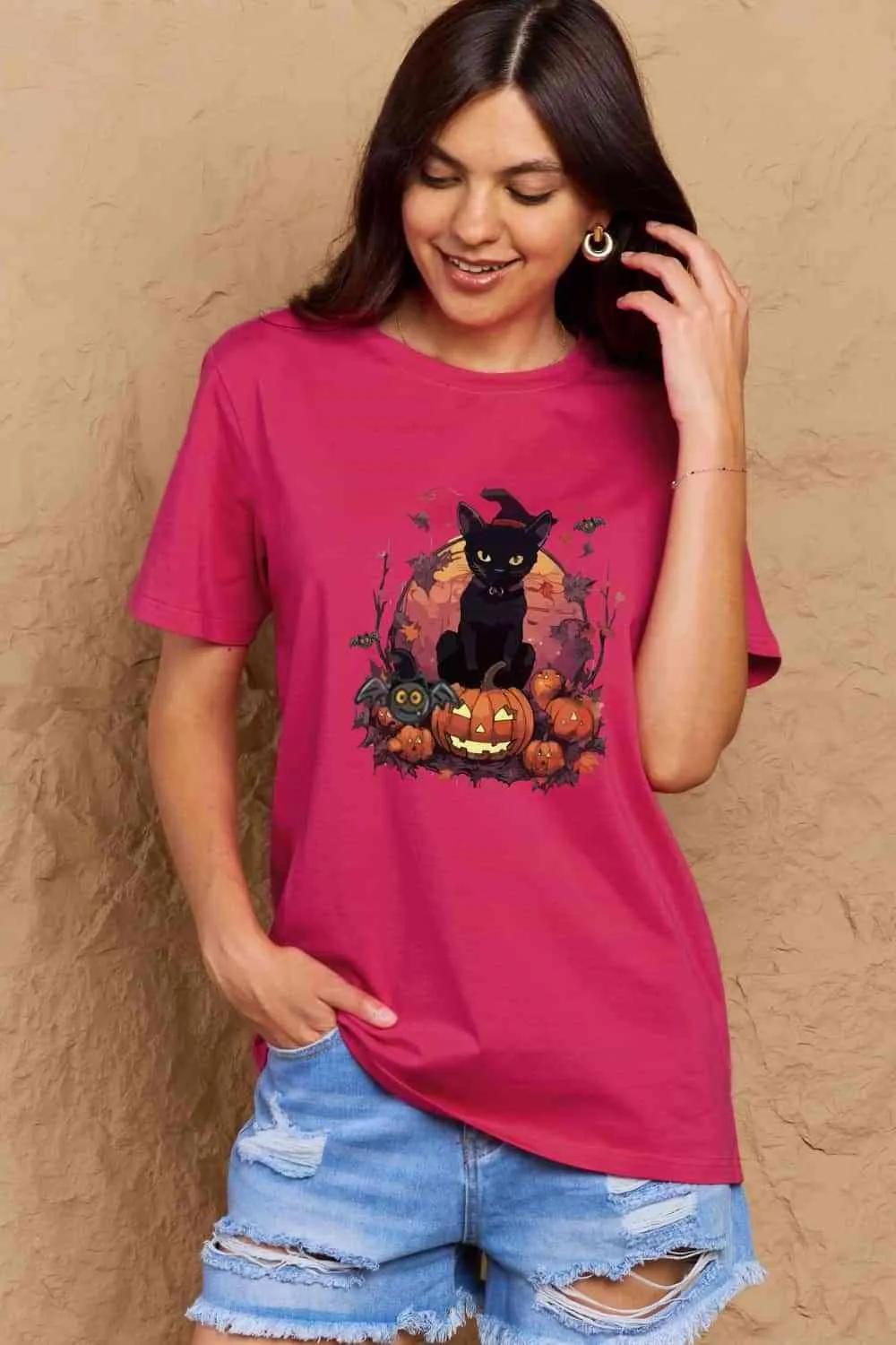 Full Size Halloween Theme Graphic T-Shirt