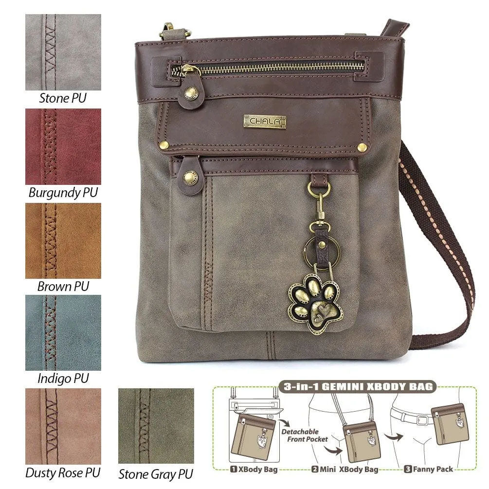 Gemini Crossbody Bag with Paw Keychain by Chala VEGAN