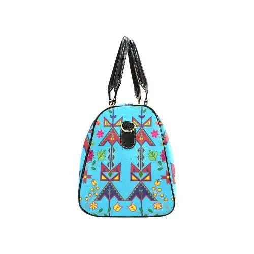 Geometric Floral Spring-Sky Blue Waterproof Travel Bag