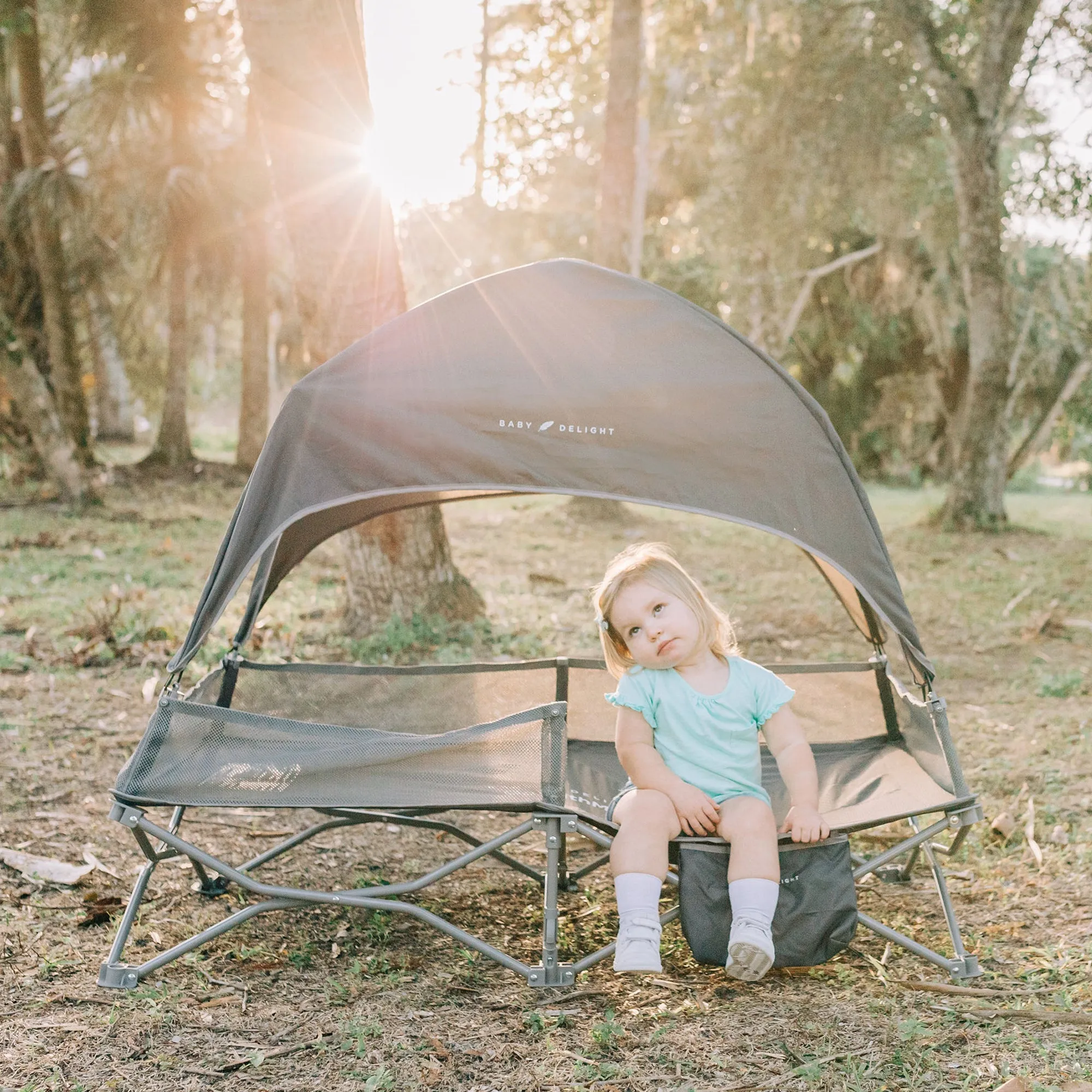 Go With Me® Bungalow Deluxe Portable Travel Cot - Grey