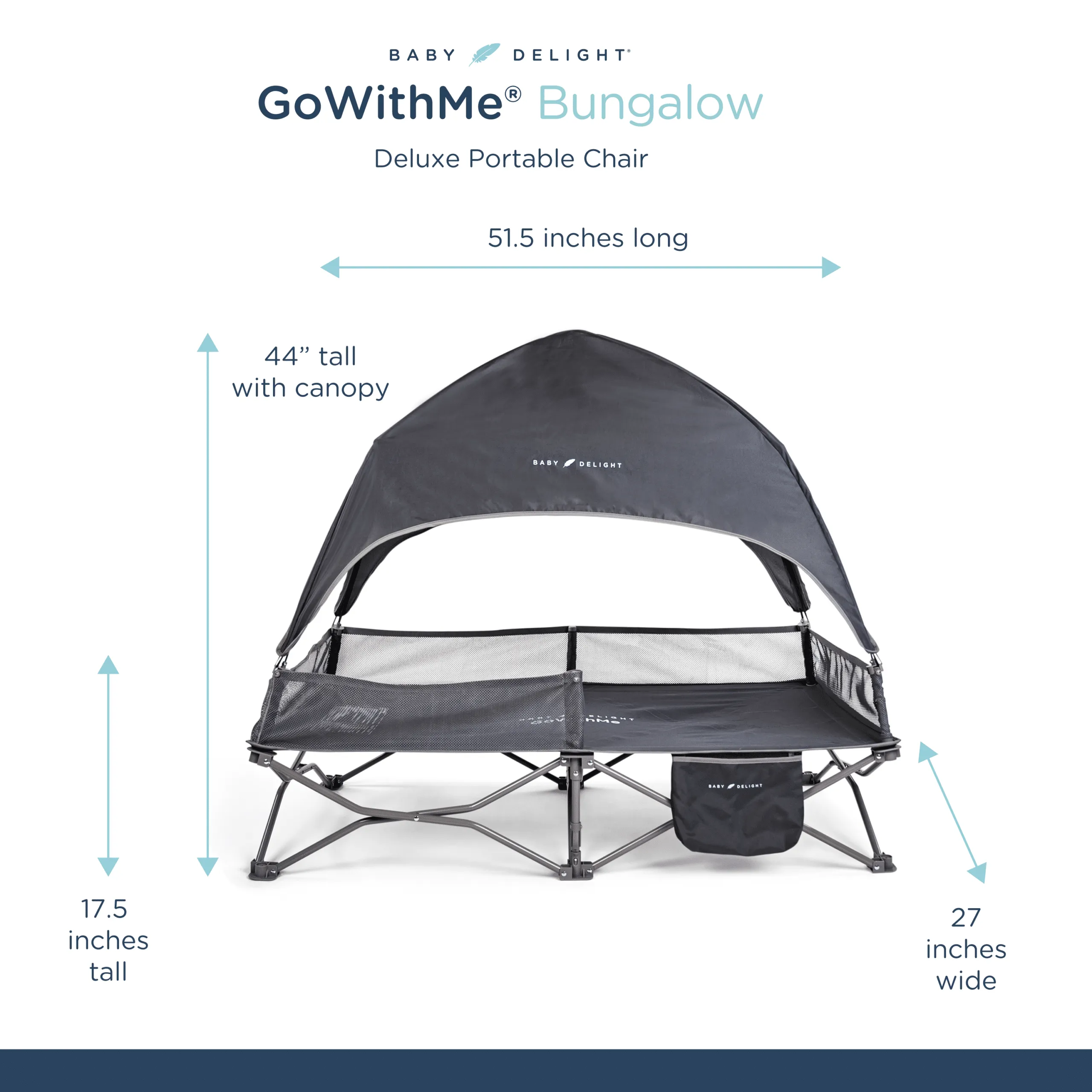 Go With Me® Bungalow Deluxe Portable Travel Cot - Grey