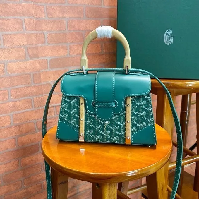 Goyard Coated Leather MM Saigon Top Handle Women Bag (Sea-Green)