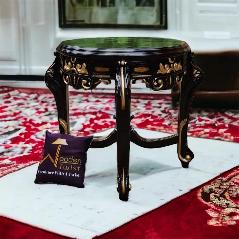 Graceful Carved Round Table in Premium Teak Wood