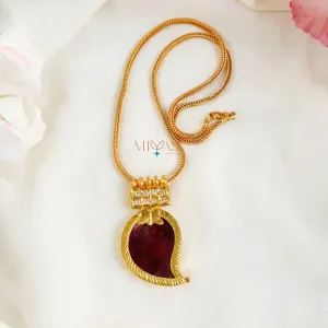 Graceful Kerala Style Mango Pendant Chain - Red