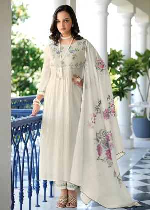 Graceful Off White Mal Mal Cotton Casual Look Salwar Suit