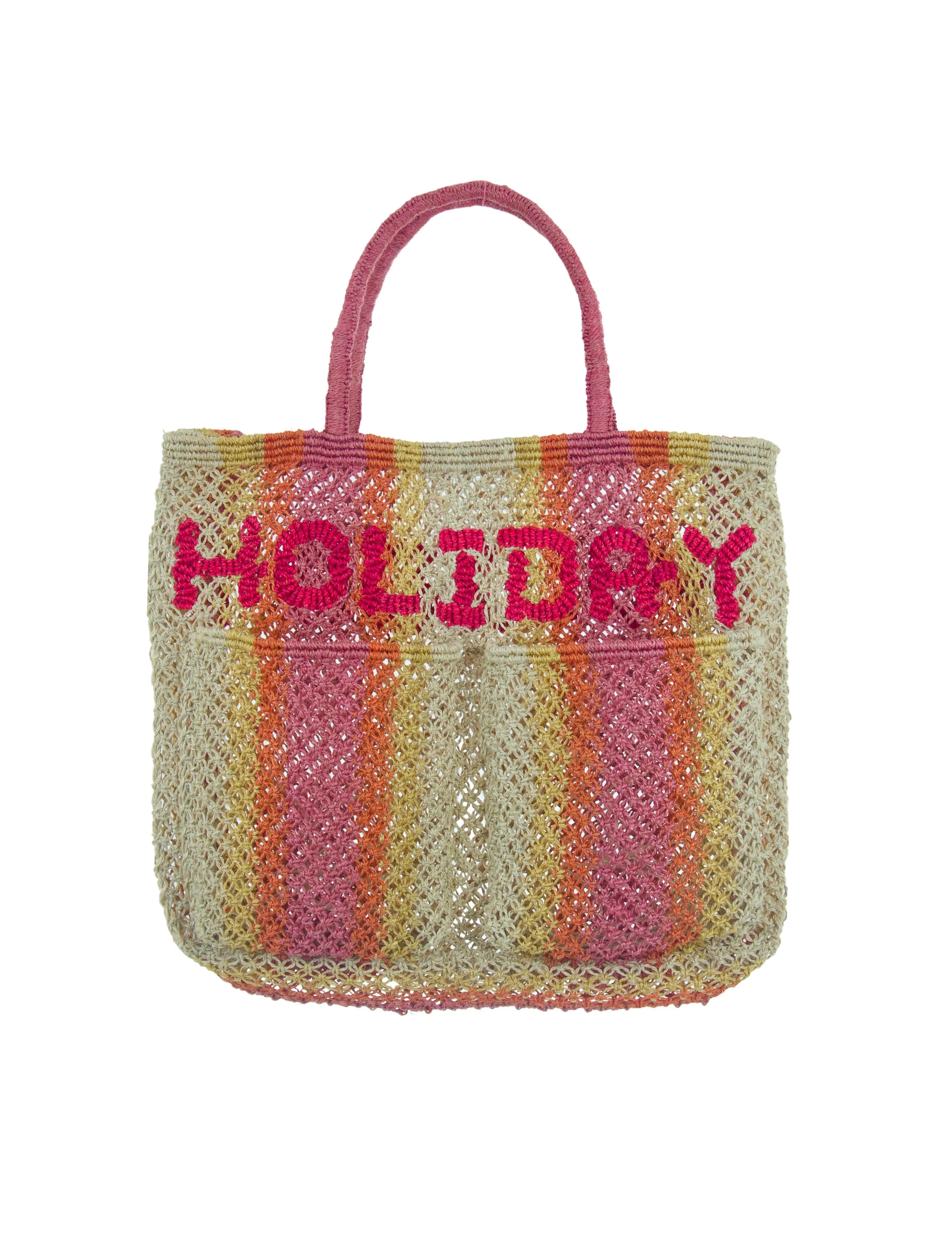 Holiday Stripe Jute Tote