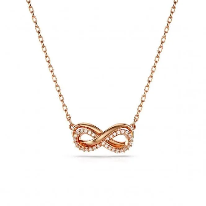 Hyperbola White Rose Gold-tone Plated Pavé Infinity Pendant 5684084