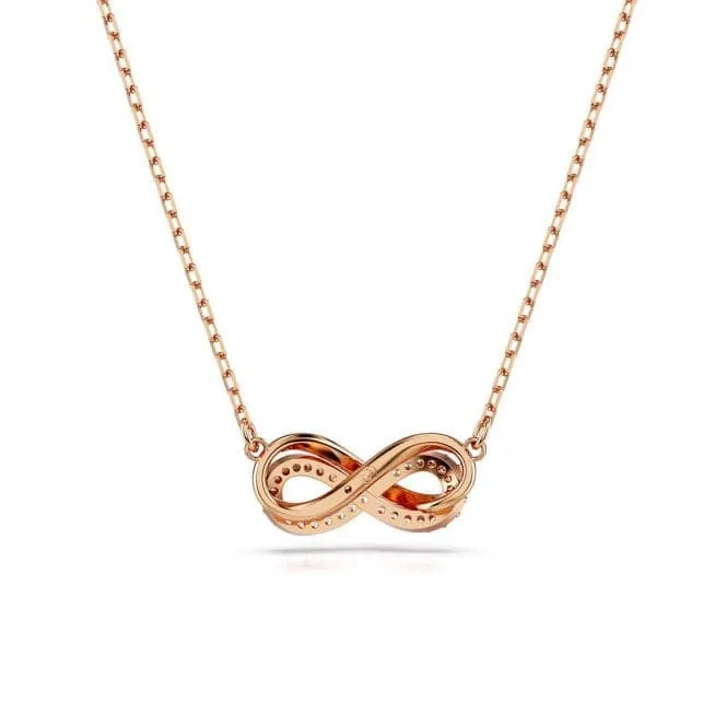 Hyperbola White Rose Gold-tone Plated Pavé Infinity Pendant 5684084