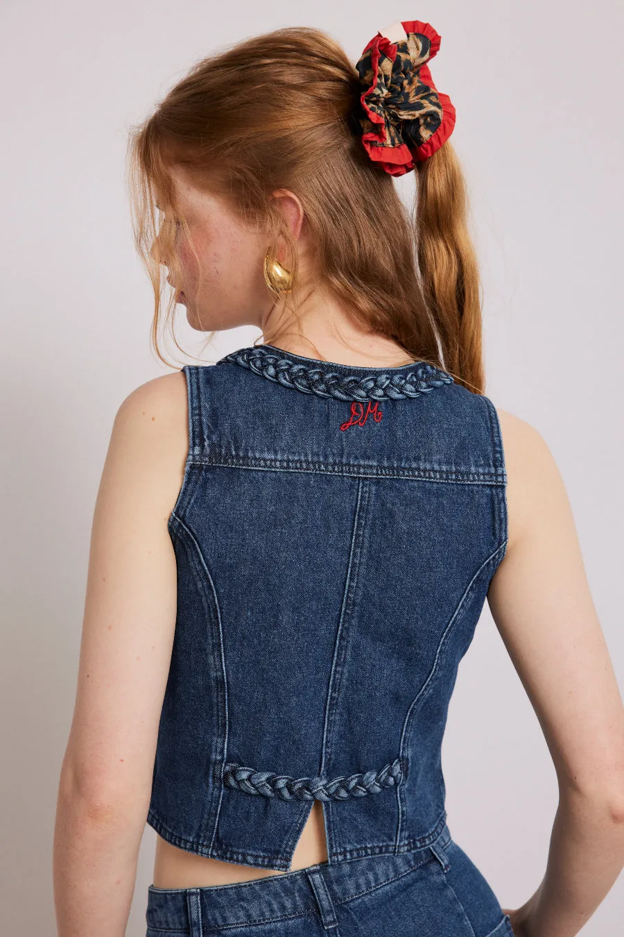 isla denim waistcoat - vintage wash