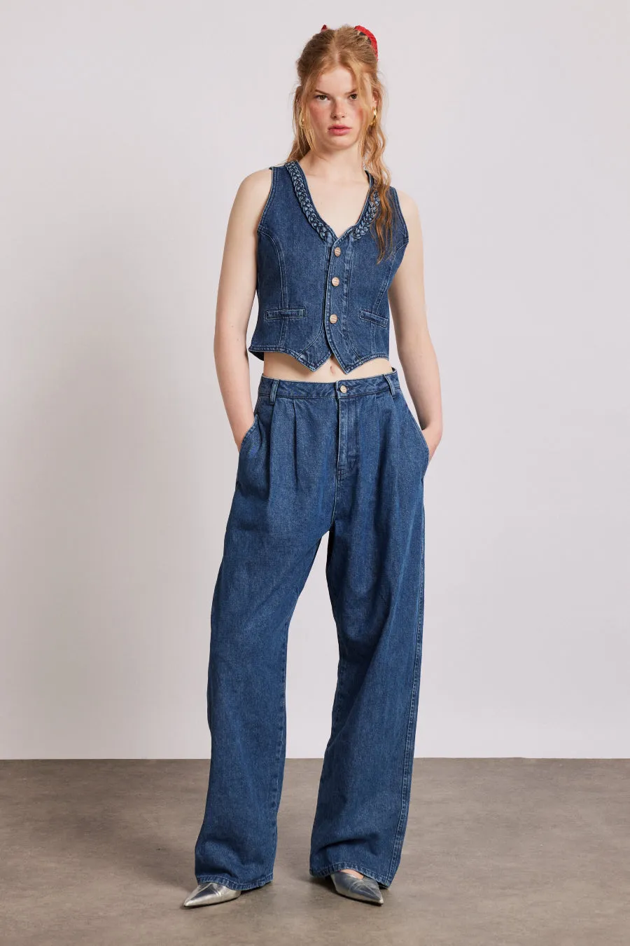 isla denim waistcoat - vintage wash