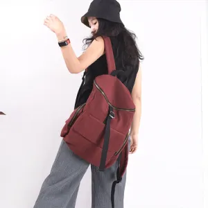 Large Simple Style Women Backpack Canvas Shoulder Bag