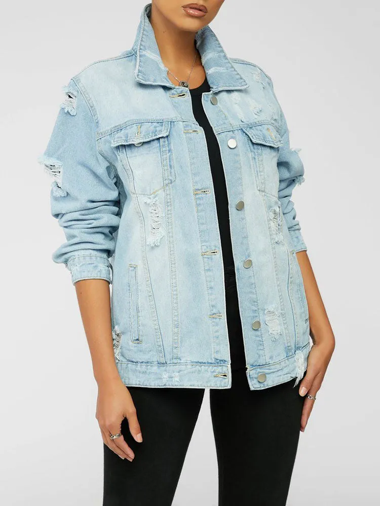 Letter Print Graceful Denim Jacket