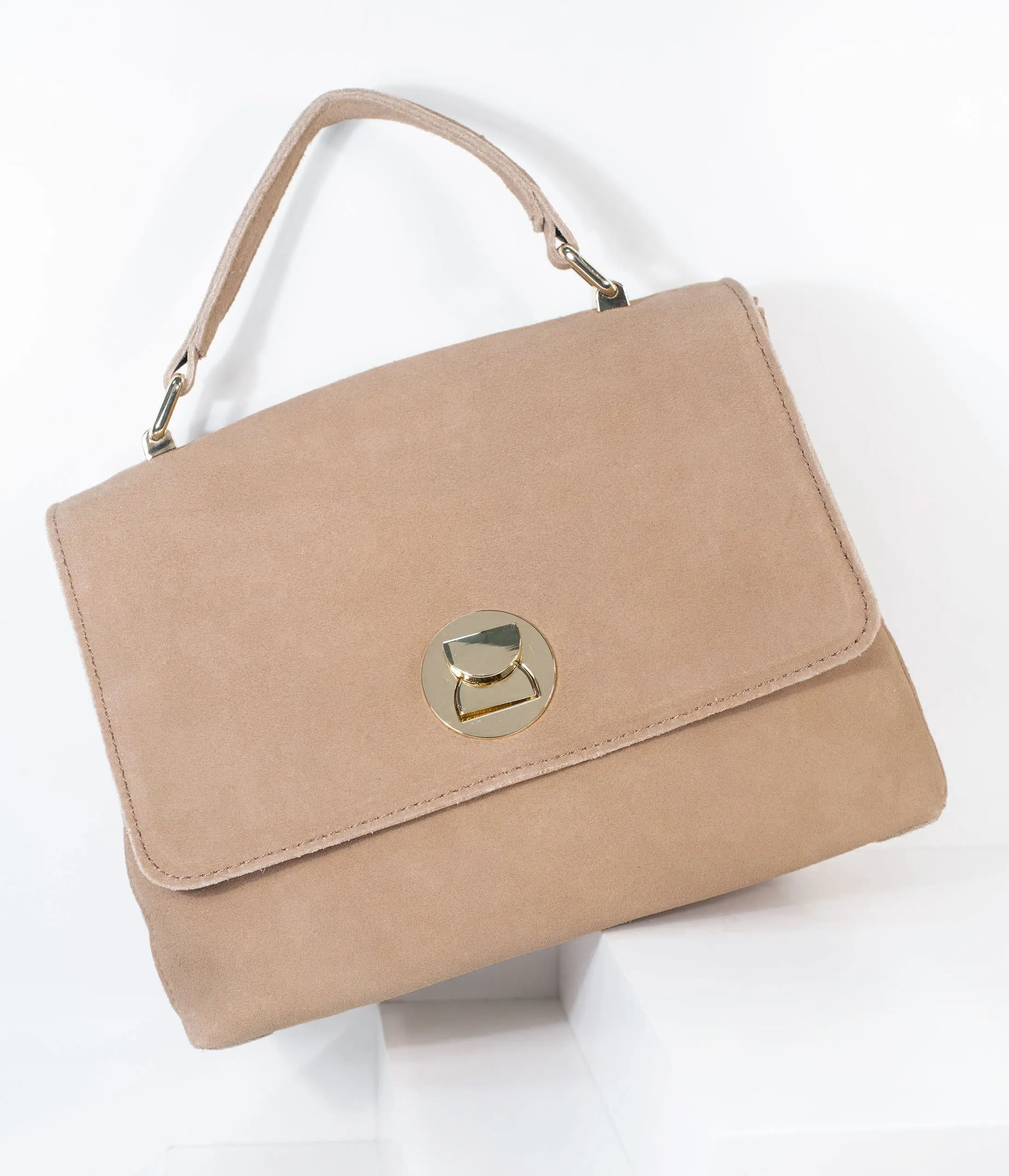 Light Beige Suede Annie Crossbody Purse