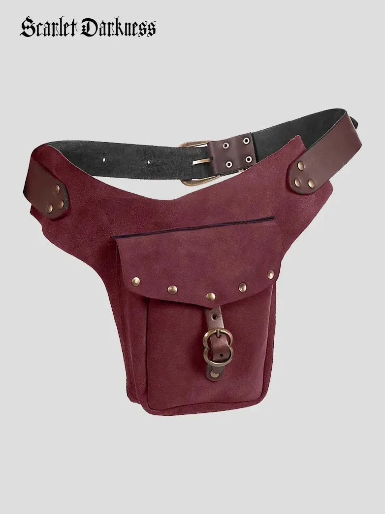 Medieval Vikings Functional Studded Suede Waist Bag