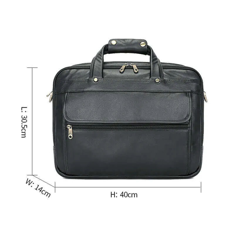 Men's Black Leather Laptop Bag - Stylish & Functional