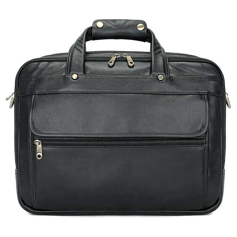 Men's Black Leather Laptop Bag - Stylish & Functional