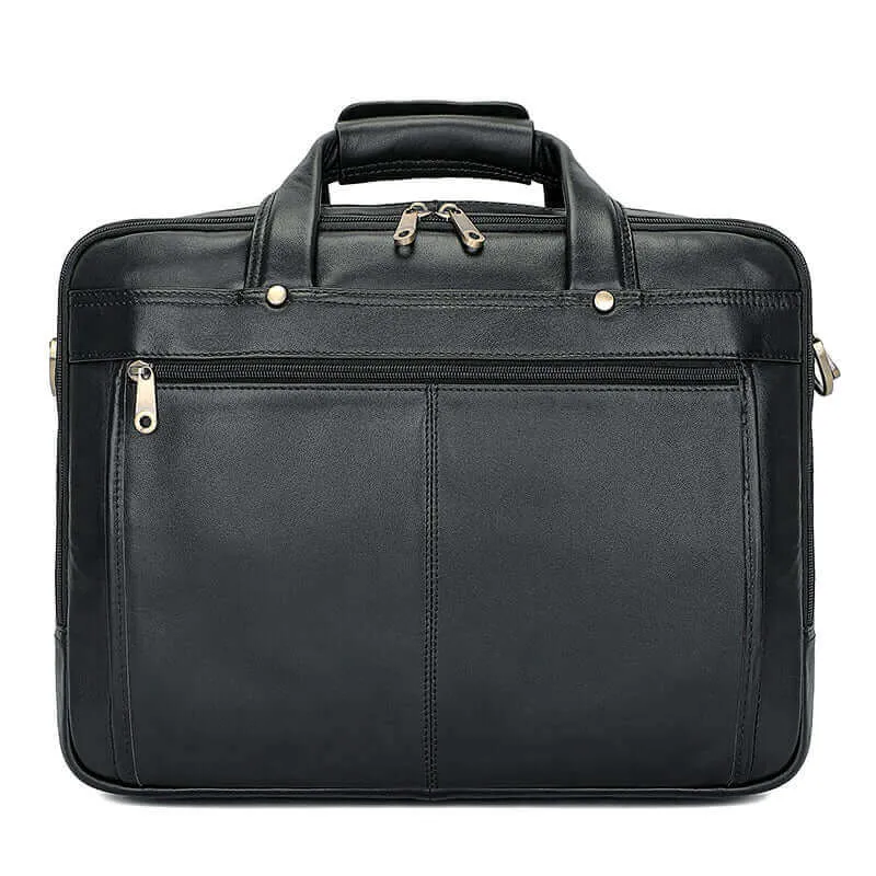 Men's Black Leather Laptop Bag - Stylish & Functional