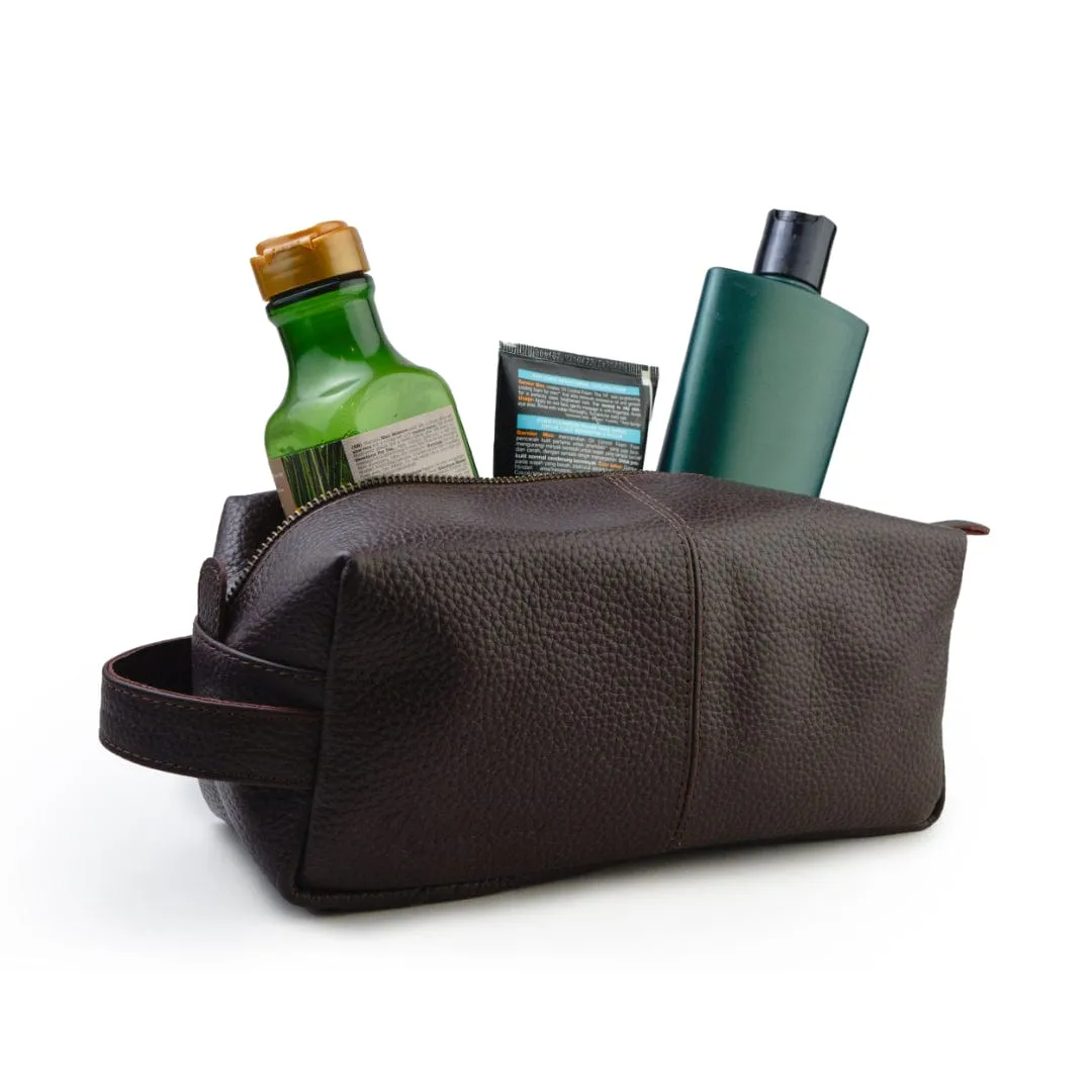 Mens Leather Toiletry  Bag - Dopp Kit