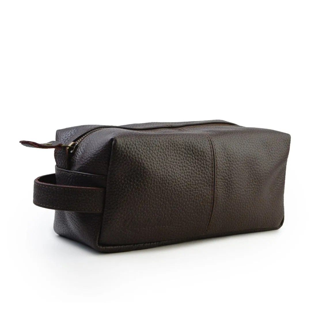 Mens Leather Toiletry  Bag - Dopp Kit