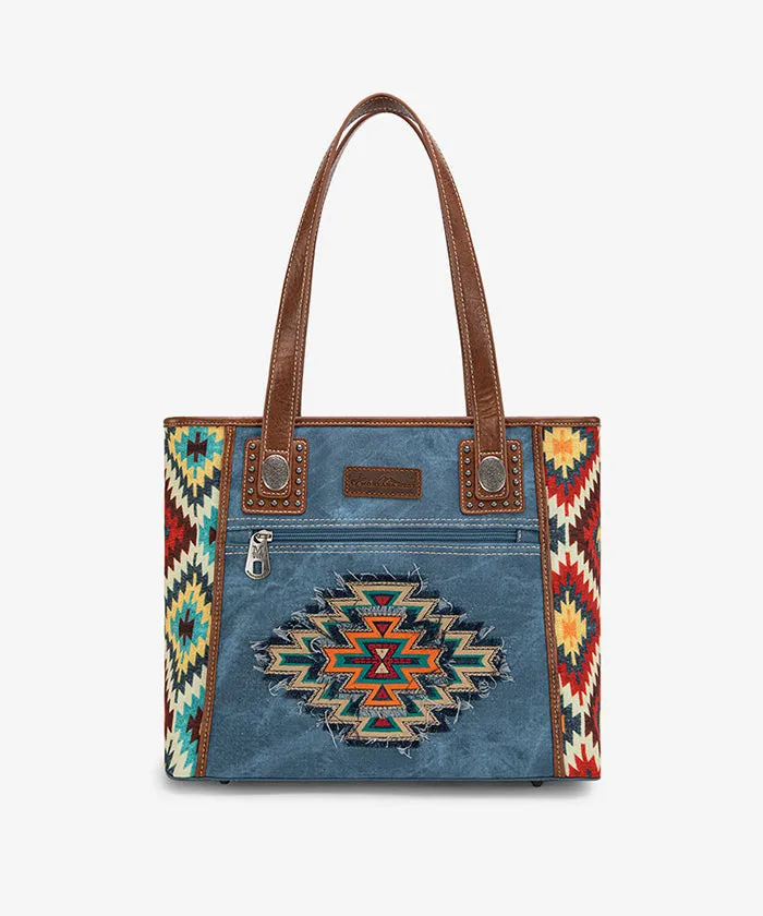 Montana West Aztec Denim Concealed Carry Tote Set