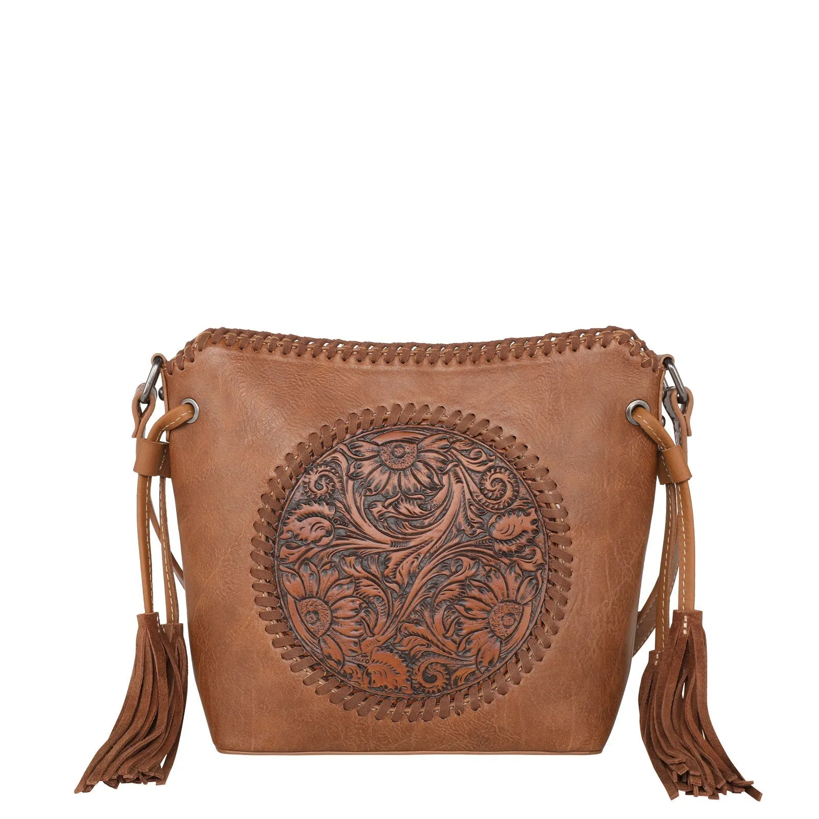 Montana West Vintage Floral Tooled Crossbody Saddle Bag Collection