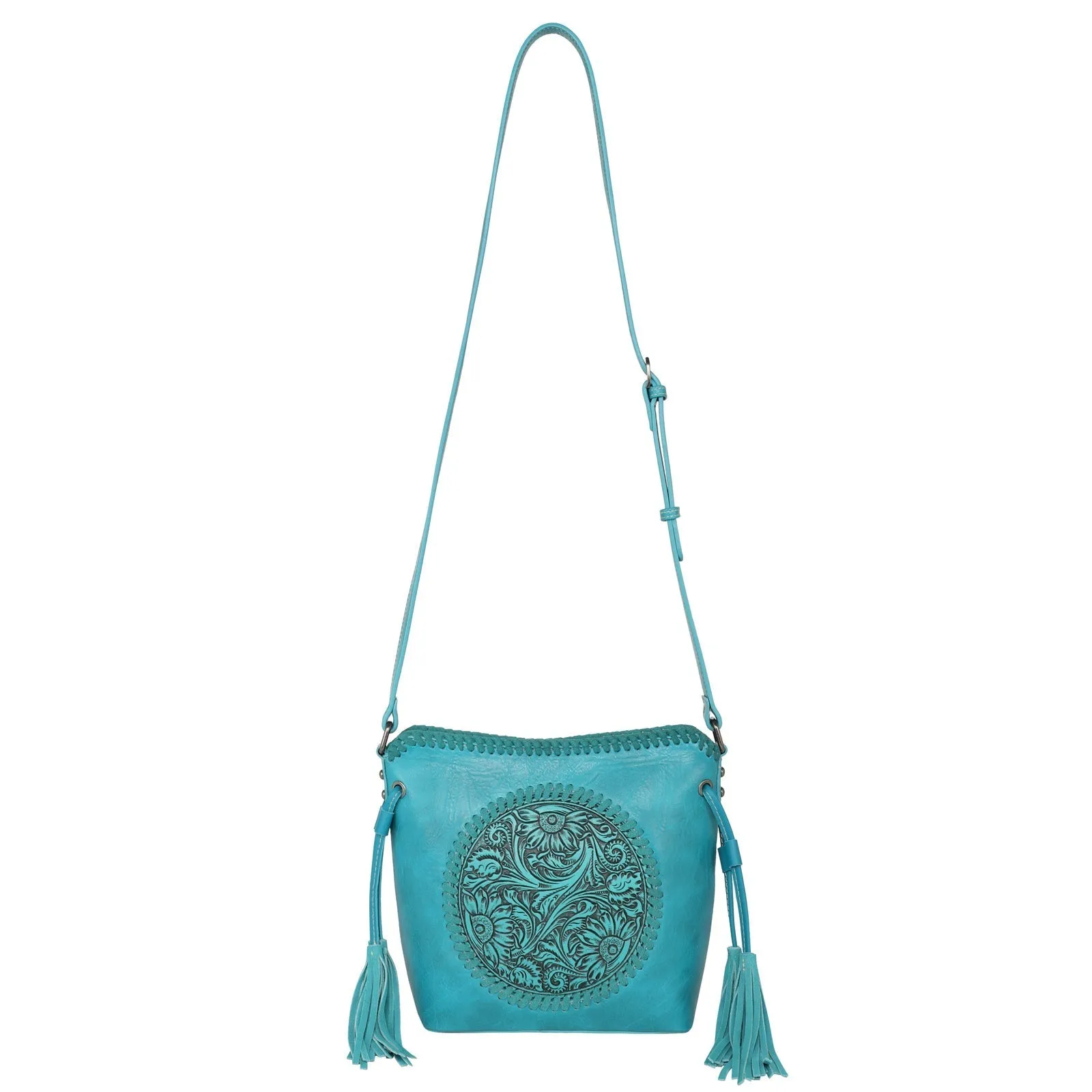 Montana West Vintage Floral Tooled Crossbody Saddle Bag Collection